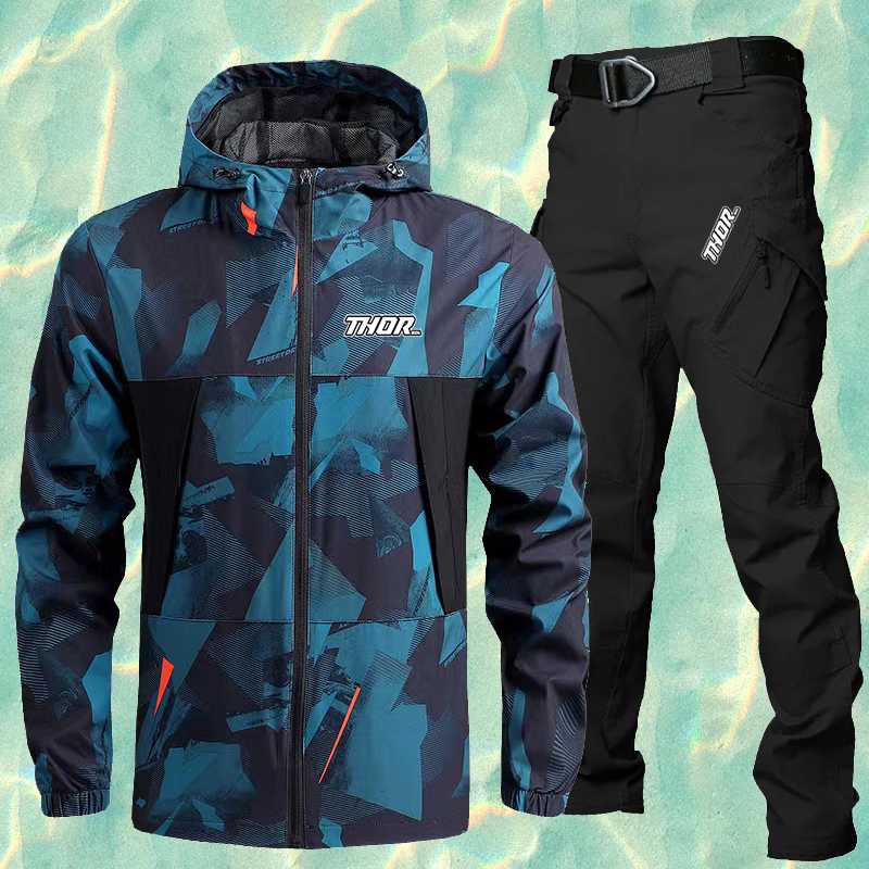 Mountain Biking Outfit - THORSOL Men Cycling Jersey Set Autumn