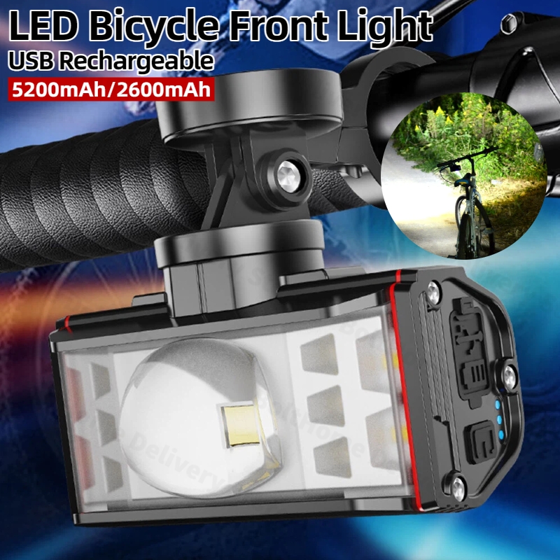 Mountain Biking Lights - 2600/5200mAh LED Bike Handlebar Flashlight USB