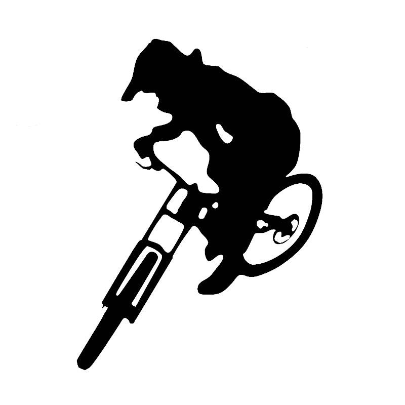 Mountain Biking Cartoon - 1 piece Car Sticker Black/Sliver Downhill