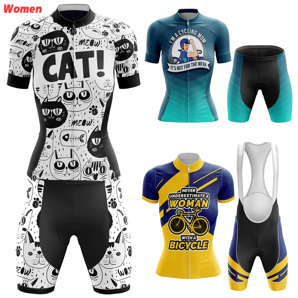 Mountain Biking Outfits Women - Cat Sleeveless Polyester Cycling Clothing Uniform