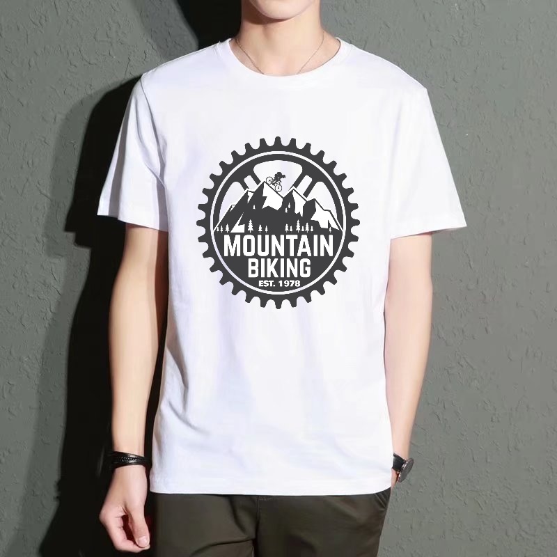 Men's Black Round-Neck Short-S - Mountain Biking Cartoon reseña y precio