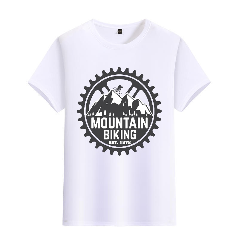 Men's Black Round-Neck Short-S - Mountain Biking Cartoon reseña y precio