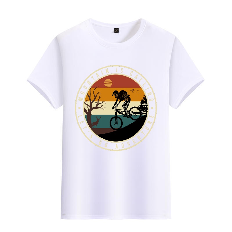 Men's Black Round-Neck Short-S - Mountain Biking Cartoon reseña y precio