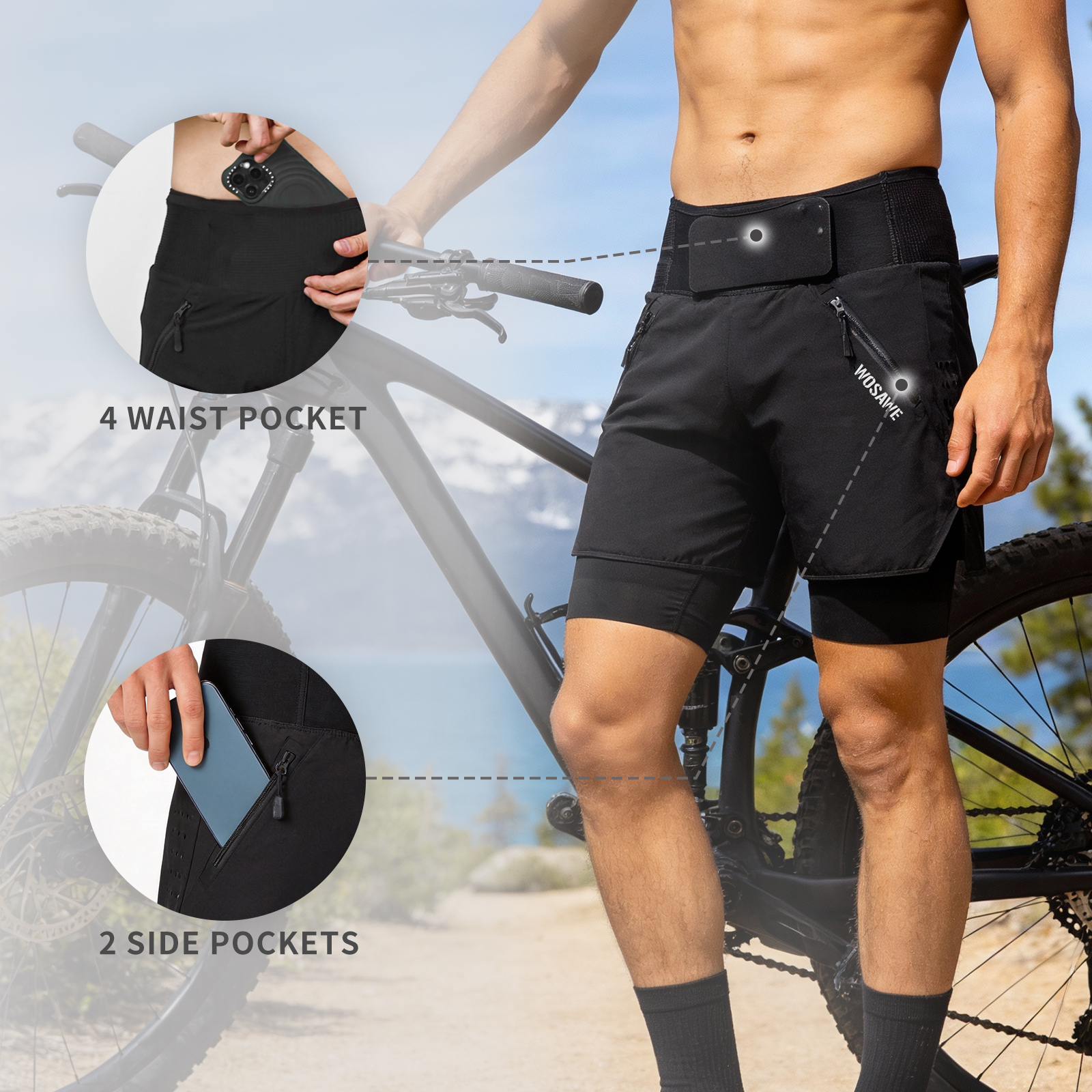 WOSAWE 2-in-1 Padded MTB Short - Mountain Biking Shorts Women reseña y precio